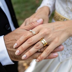 bride and groom holding hands
