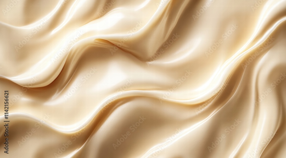 Poster a close-up of chocolate cream, flowing and textured in a wave-like pattern, creating an abstract bac