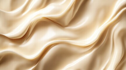A close-up of chocolate cream, flowing and textured in a wave-like pattern, creating an abstract background