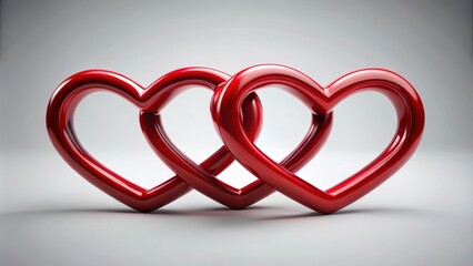 Naklejka premium Two red hearts intertwined as a single symbol, forming a perfect pair , love symbol, unity, love symbol
