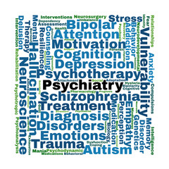 Obraz premium Psychiatry Word Cloud