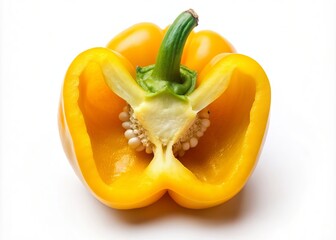 Half Yellow Bell Pepper, White Background, Food Photography, Rule of Thirds
