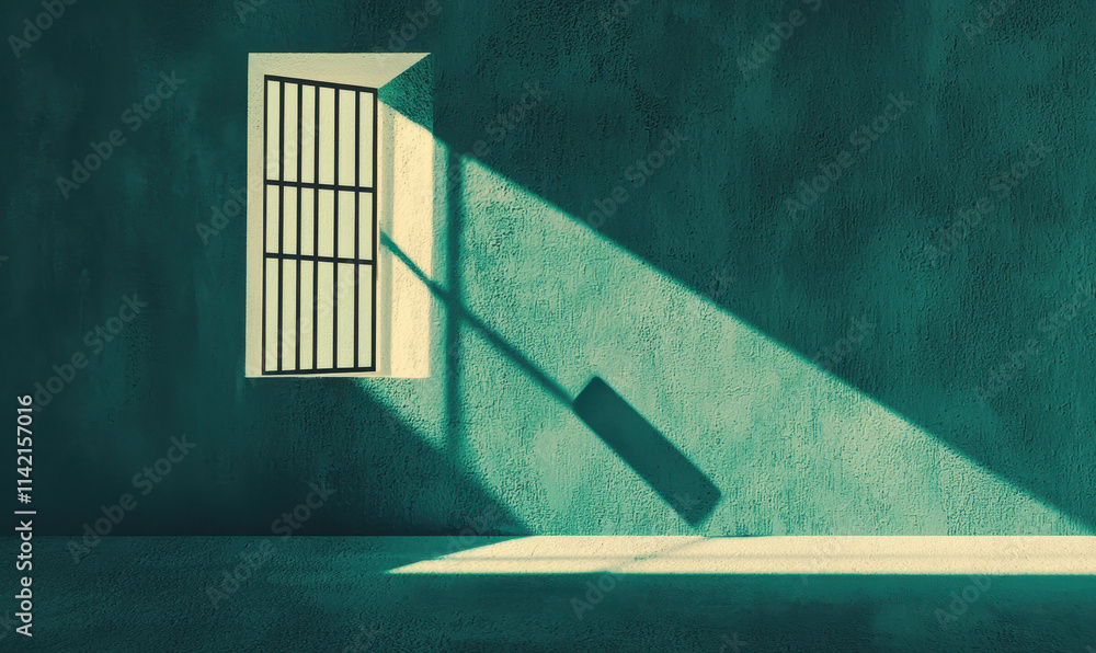 Poster captivating play of light and shadow through a window evoking minimalist solitude and contemplation