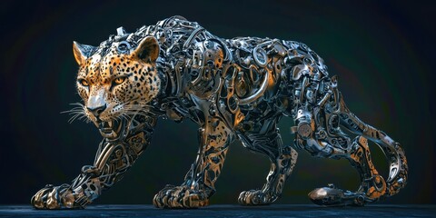 Cat made of metal and wires