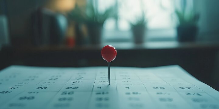 Marked Calendar Date with Red Pin
