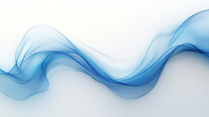 Elegant blue smoke wave on white background