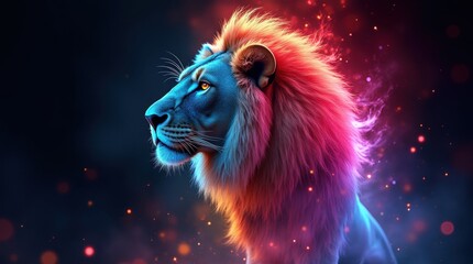 Fototapeta premium Majestic Lion in Light Paint Style