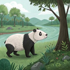 panda on bamboo