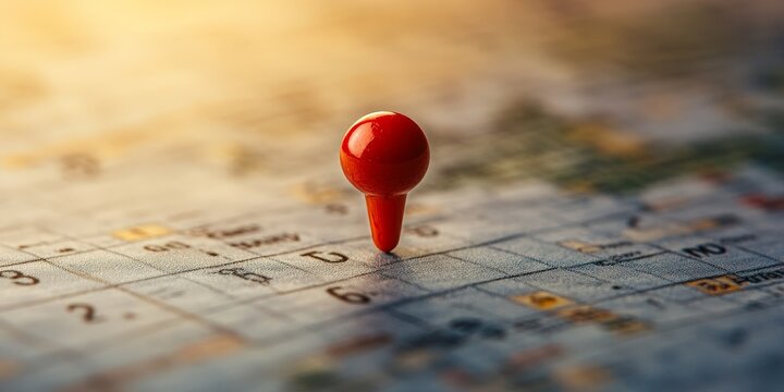 Marked Calendar Date with Red Pin