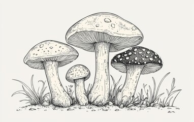 Sketch mushrooms