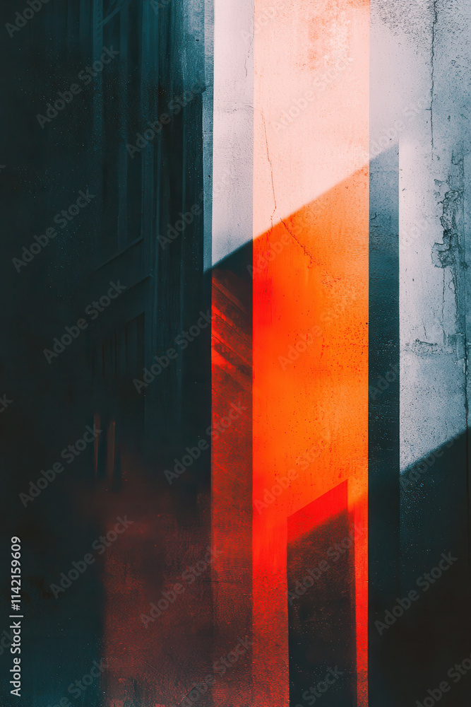 Poster exploring the dynamic interplay of light and shadow in modern architectural abstract art