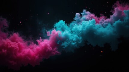 Intertwining Ink Clouds on Black Background