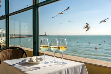 table setting at the sea