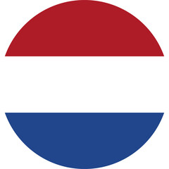 Netherlands round button with dutch national flag colors, circle icon