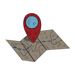hand drawn isolated on white background traveler map