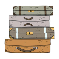 hand drawn suitcase ,luggage. traveler isolated icon