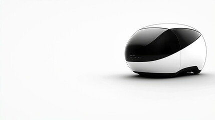Futuristic white and black pod vehicle design.