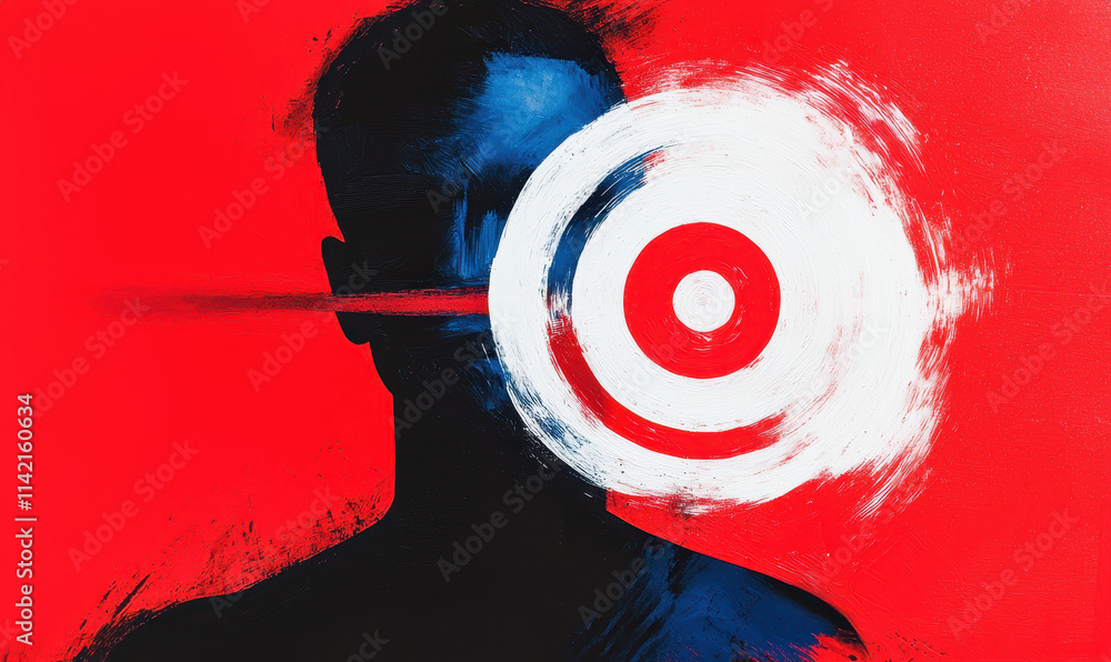 Poster exploring intense emotion and consciousness through abstract art with vivid contrast and symbolic im