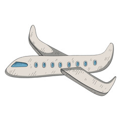 hand drawn airplane isolated on white background