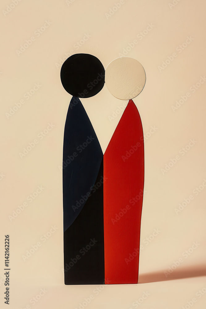 Poster abstract minimalist art: exploring duality and harmony through geometric figures and contrasting col