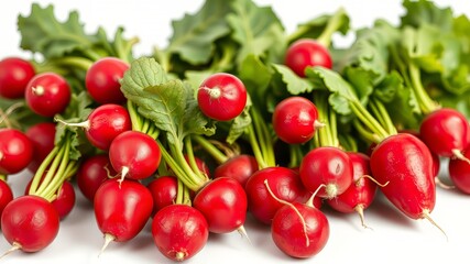 Fresh Red Radishes Isolated on White - High-Quality AI Photo