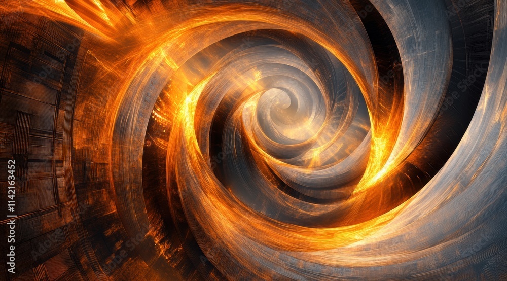 Poster abstract futuristic background with swirling lights and patterns, hyper-realistic sci-fi style