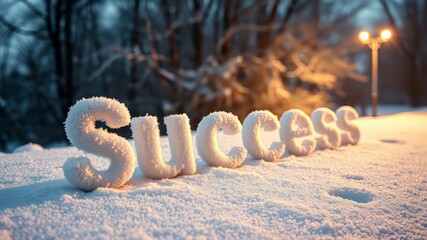 Frozen Success: Winter Motivation, Vibrant Frost Art