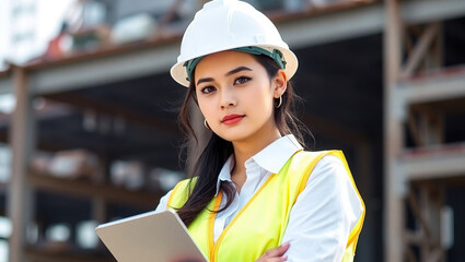 Confident Female Site Supervisor A Portrait of Leadership