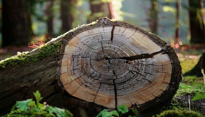 Nature�fs artistry revealed in chopped logs.  