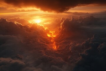 A sunrise breaking through dark clouds, symbolizing hope and renewal