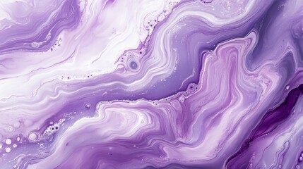 Obraz premium Abstract Purple And White Swirling Fluid Acrylic Painting