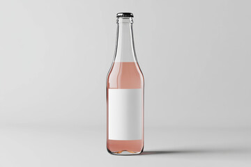 Fototapeta premium Clear longneck beer bottle mockup with blank label. light grey background