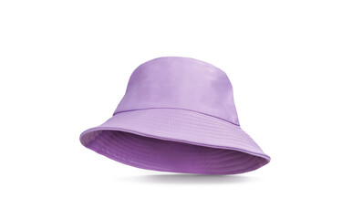 Purple bucket hat isolated on white background.