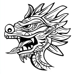 Naklejka premium Stylized Dragon Head Profile Artistic Line Art Design