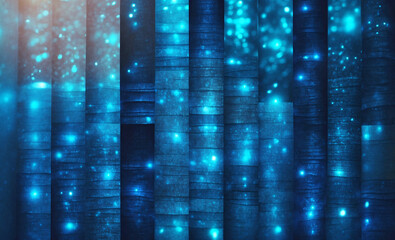 A serene composition of deep blue luminescent patterns with glowing textures, creating a soothing abstract design.