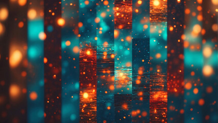 A fiery mix of orange and blue light with vivid spots and stripes, creating a dramatic and abstract visual impact.