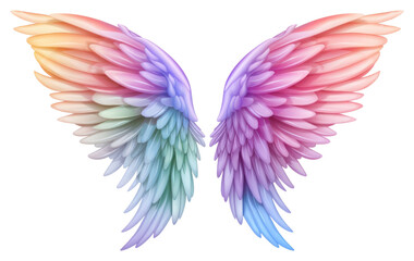 Obraz premium PNG Rainbow angel wing white background lightweight creativity.