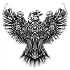 Obraz premium Ornate Aztec Eagle Design With Spreads Wings