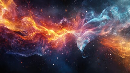 Cosmic energy flow abstract universe digital art celestial environment wide view dynamic visuals