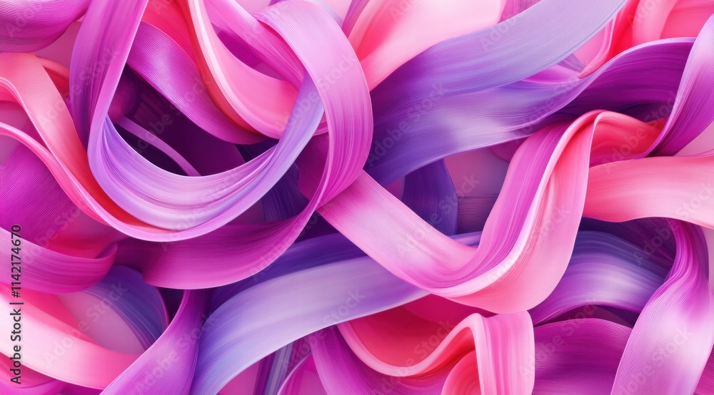 Poster pink and purple 3d waves arranged to create a multicolored abstract background.