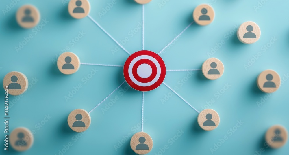 Poster target audience concept with network connection and focus point