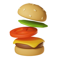 open burger icon 3D graphic image