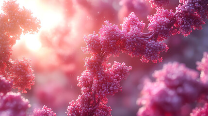 Fototapeta premium Microscopic pink structures, backlit.