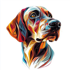 Obraz premium Colorful abstract illustration of a dog with flowing lines and vibrant colors, exuding modernity and creativity