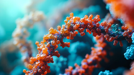 Microscopic view of DNA helix.