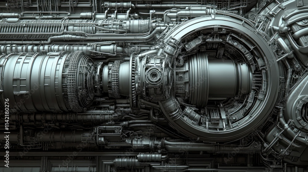 Poster intricate mechanism of a futuristic engine component design