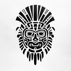 Abstract Tribal Mask Design in Black and White