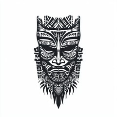 Naklejka premium Intricate Tribal Mask Design in Black and White
