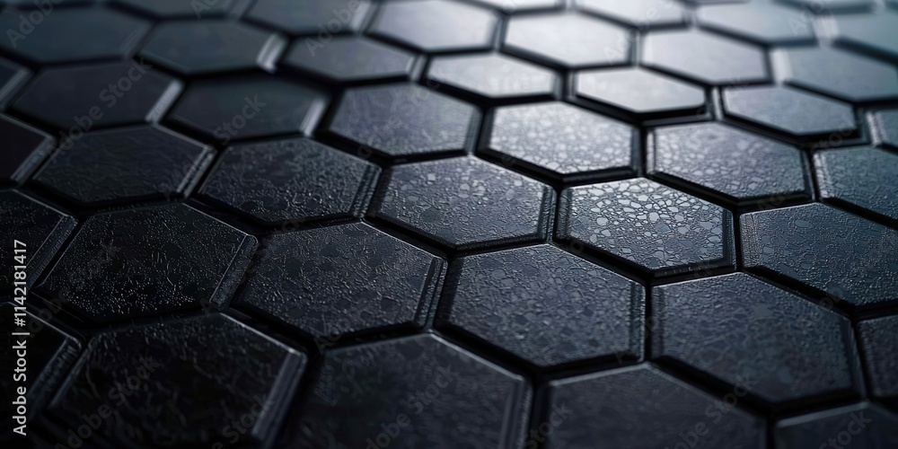 Aufkleber Black tile with a hexagonal pattern