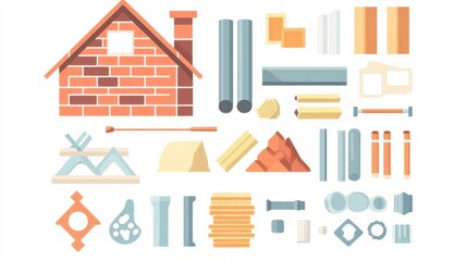 Fototapeta premium Digital Illustration of House Construction Elements